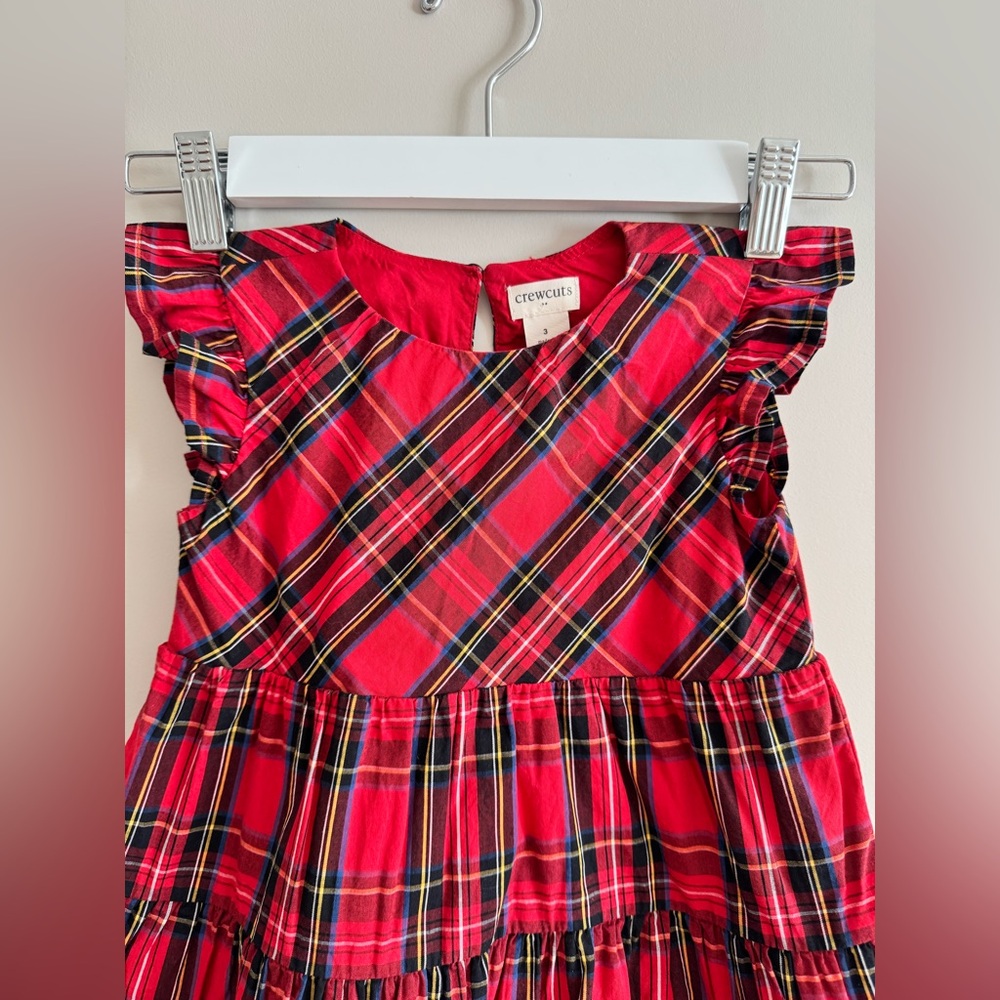 Crewcuts Girls' Tartan Ruffle Tiered Dress Holiday Christmas Plaid Sz 3 - Picture 4 of 13
